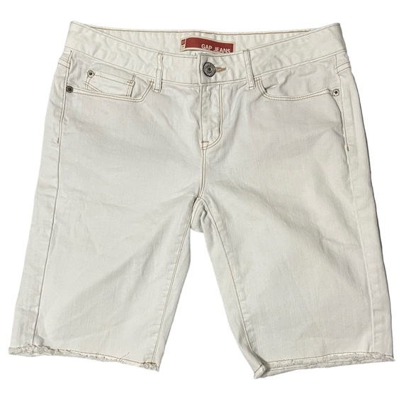 Gap Jeans Bermuda Shorts Mid Rise White Denim Women Size 6 - Picture 1 of 5